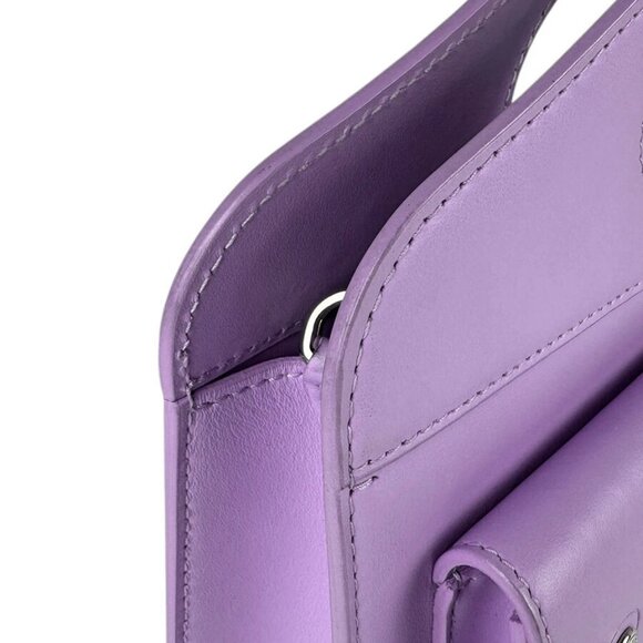 BURBERRY Handbag Shoulder Bag Purple Leather/Silvertone - Picture 8 of 13